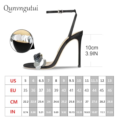 Image of Women's 3.9IN High Heel Sandals Open Toe Strappy Slingback with Lace Flower Detail - Stiletto Heel Summer Dress Shoes for Wedding /Party