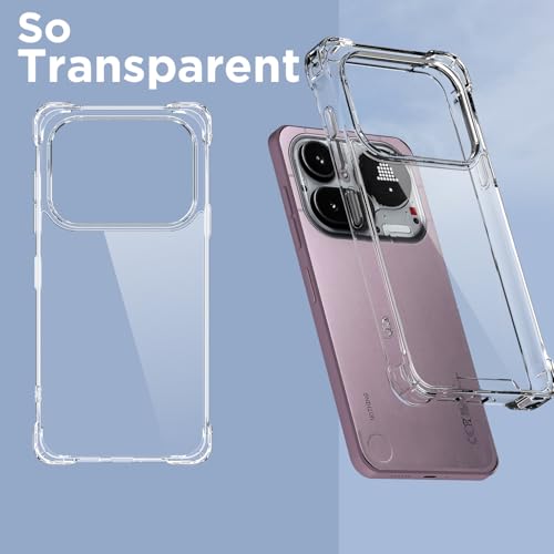 Image of Amazon Basics Back Cover for Nothing Phone 4a Pro 5G PC + TPU Clear Transparent Raised Edges Shockproof Protective Phone Bumper Case (Transparent)