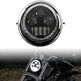 VEISUTOR V-Rod LED Projection Headlight with Halo Ring DRL, LED Head Light Front Lamp with High Low Beam Halo DRL for Harley Davidson V-Rod VRod VRSCA VRSCF Street Rod 2002-2016 Models Accessories