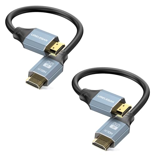 Short HDMI Cable 0.5FT 2-Pack 6 inch HDMI Patch Cable High Speed 4K HDMI Shielded Cord with HDR Ethernet/ARC 3D HDCP 2.2 for PC Monitor Roku/LG TV PS4/PS5 Xbox Switch Soundbar Camera