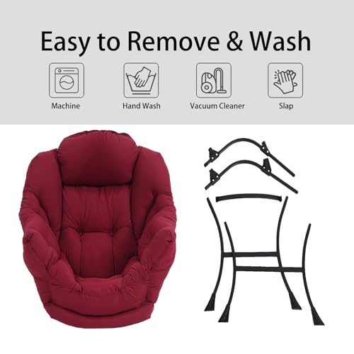 Image of LITA Lazy Chair with Ottoman, Modern Accent Leisure Upholstered Sofa Chairs, Contemporary Lounge Reading Chairs with Armrests and a Side Pocket for Living Room, Bedroom & Small Space, Burgundy