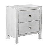 DRW Nachttisch mit 2 Schubladen aus weißem Holz, 50,5 x 45 x 28,5 cm