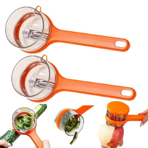 2個皮剥き器ピーラー 収納ケース付き 果物、手動ピーリングナイフ、果物と野菜のピーラー、家庭用多機能両面ステンレススチールブレード果物の皮むきツール、リンゴ 梨 ジャガイモ パパイヤ マンゴ キュウリ 大根用 (O+O)