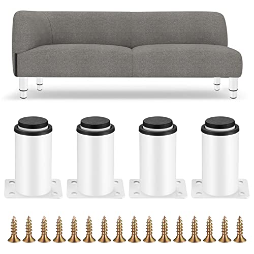 YITYDaMai 4 Pièces Pieds de Meubles Réglables, Pieds de Table en Métal Blanc, Pieds Réglables en Hauteur 0-40 mm, Pieds de pour Meuble Cuisine, Armoires, Lit, Table Pieds