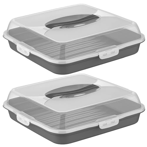 Bornova – Lote 2 – Transport Pastel Pastelería – Rectangular Hermético sin BPA – Ideal para pícnic Fiestas (antracita)