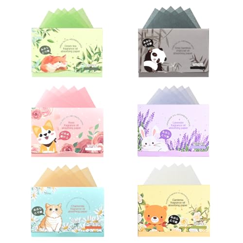 XPEX 900 Stück Natürliche Blotting Paper Gesicht, Gesichts-Löschpapier, Oil Control Paper, Blottpapier Für Fettige Hautpflege, Für Männer Frauen Ölige Haut(6Form)