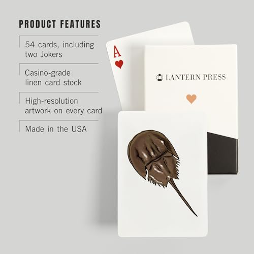 Lantern Press Horseshoe Crab 52 Cartas Póker miniatura 3