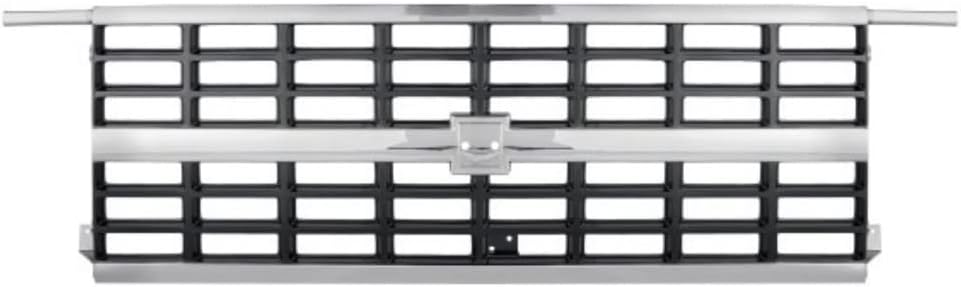For Chevy R1500 / R2500 / V1500 / V2500 Suburban Grille Assembly 1989 1990 1991 | Chrome Shell w/Argent Insert | w/Dual Headlights | Plastic | GM1200169 | 15628796