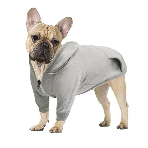 meioro Kapuzenpullis für Hunde Warme Reißverschluss Kapuzen Haustier Kleidung Pullover Hund Katze T-Shirt Niedlichen Haustier Hoodies Bekleidung französische Bulldogge Pug (M, Grau)
