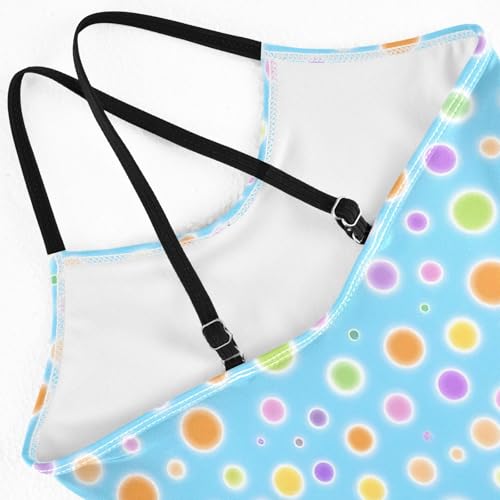 Small Fresh Wave Dot Pattern Girls Swimsuit One Piece Bathing Suit Beach Swimwear with Adjustable Straps 3-10Years4