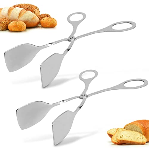 2 Pcs Tongs For Serving Food, Serving Tongs Stainless Steel Buffet Tongs Mini Tongs Bread Clip Food Tongs Scissors Shape Salad Steak Clip For Baking Barbecue Fried #TOP1