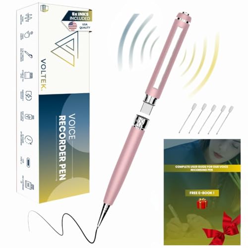 Penna Spia Registratore Audio - Cattura la Voce con Il detettore dittafoni Vocale. Mini registratore di ascolto remoto con memoria da - E-Book gratuito incluso 64 GB rosa