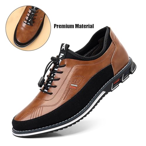 Men's Leather Orthopedic Derby Sneakers Fashion Comfortable Elastic Lace Up Flat Gatsby Oxfords Casual Slip On Driving2