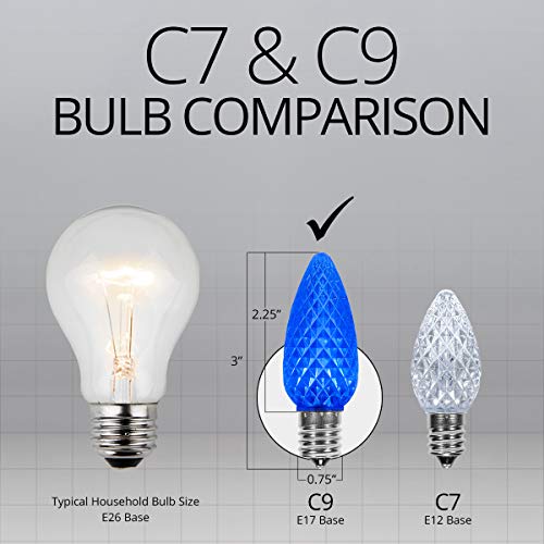 C9 Opticore Blue & White Led Commercial Outdoor Christmas Lights – Heavy Duty Christmas String Lights; Green Wire (100 Lights, 100 Ft, Blue/Cool White) #TOP7