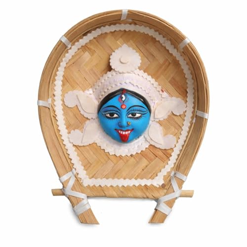 GRATEFY | Handmade Kali Maa Face Bamboo Tray Decorative wall hang...