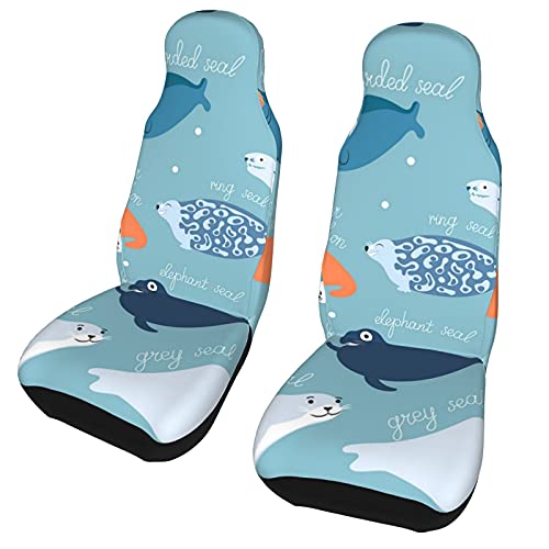 アザラシ、かわいい 車シートカバー シー 2セット トクッション 椅子カバーマット 車座席 フロント座席適用 軽普通車用 四季通用 アザラシ、かわいい 車シートカバー シー 2セット トクッション 椅子カバーマット 車座席 フロント座席適用 軽普通車用 四季通用