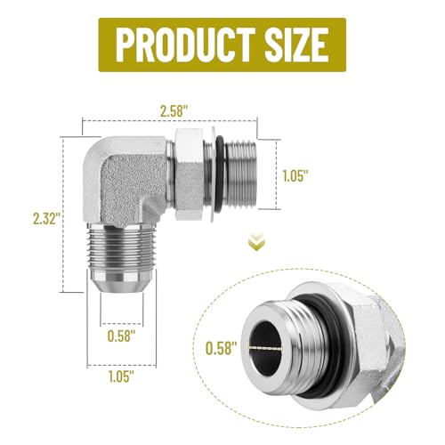 Image of 5 Pack 90 Degree Elbow Hydraulic Adapter Fittings: 3 /4 inch JIC 37 Male x #12 SAE /ORB Male, Hydraulic End Connectors with Protection Cover - 6801-12-12
