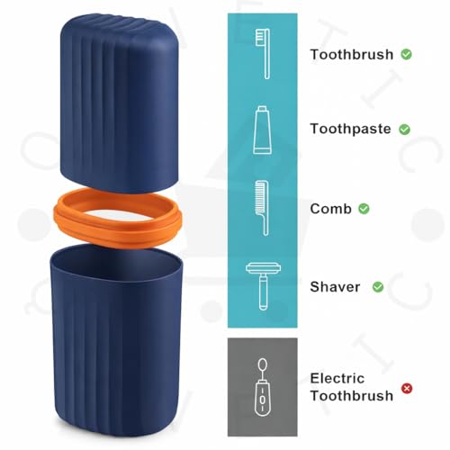 Image of QONETIC Travel Tooth Brush Holder for Bathroom Square Toothbrush Holder for Travel, Portable Toothbrush Case & Tooth Brush Cover Box Organizer for Traveling, Camping, & Business Trips (Blue)