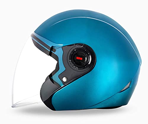 Image of Yamaha YR6 Half Face Helmet (Matt Cyan Green, Size L) Y6AYR6CG0L16