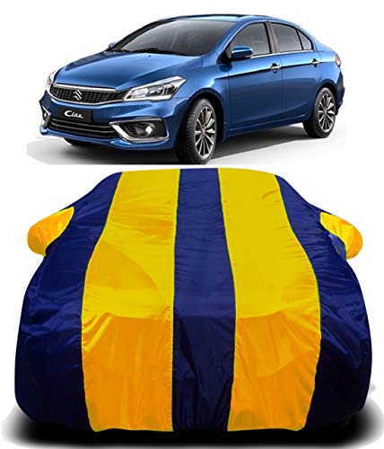 Image of Waterproof Car Cover with Ultra Surface Body Protection (Yellow Stripes) (Maruti Suzuki Ciaz)