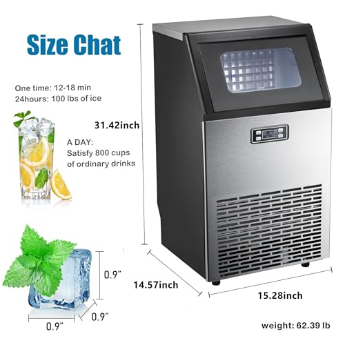 Antarctic Star Z5845A Commercial Ice Makers Machine Stainless Steel Makers 100 Lbs Of Ice Per 24H thumb #5