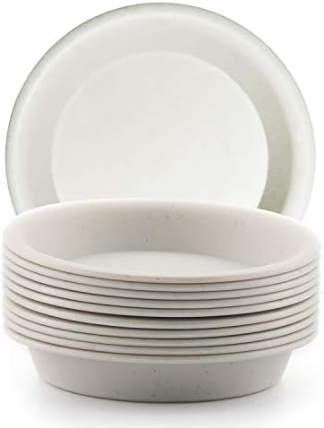 T4U 3 inch Plastic Garden Flower Planter Pot Saucer Trays Round for Holding Water Drips and Soil (Grey, Set of 10), Pallet Base Container for Holding Cactus Herb Indoor Outdoor Gardening
