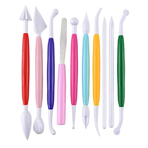 Plastic Clay Tools Clay Sculpting Tools Modeling Clay Tools Double Head Ceramic Pottery Tool Kit Cook Decorating Tools for Kids Crafts DIY Shaping and Sculpting, Assorted Colors
