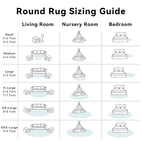 OLANLY White Round Rugs for Bedroom - Machine Washable, 9 ft Circle Area Rugs for Living Room, Soft and Fluffy Shaggy Carpet for Teen Girls and Boys, Nursery Rooms, Dorms, Home Decor Aesthetic