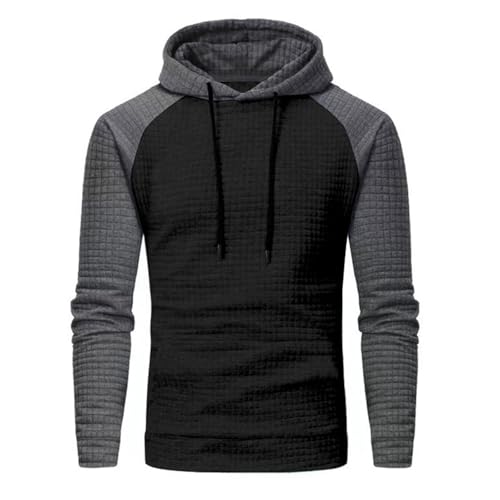 Mens Hoodies Waffle Knit Hooded Sweatshirt Long Sleeve Fashion Pullover Hoodie Hipster Casual Outfits with Kanga Pocket2