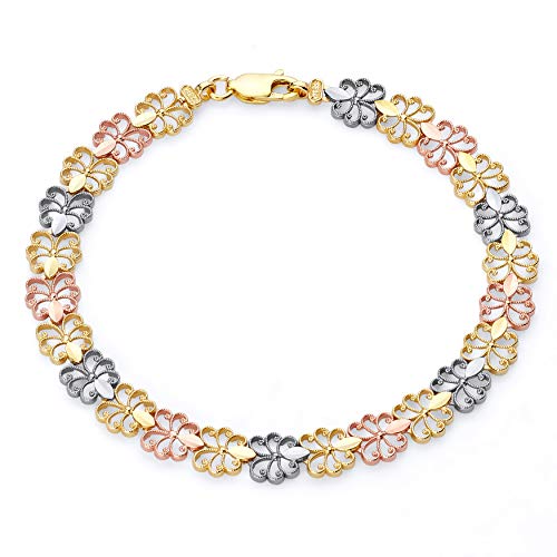 14k REAL Tri Color Gold Bracelet - 7.5