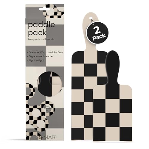 FRAMAR Checkered Balayage Board and Paddle Set - Long and Short Foil For Highlights, Highlighting Board, Hair Salon Supplies, For Enhanced Precision - 2 Pack -...