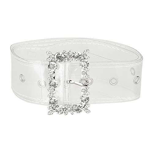 Allegra K Ladies Grommet Clear Waist Belts for Jeans Transparent Belts Pin Buckle