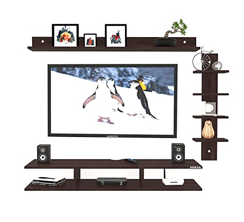 Image of Anikaa Sunray Engineered Wood Wall Mount TV Unit /TV Stand /Wall Set Top Box Stand /TV Cabinet /TV Entertainment Unit (Wenge)(Ideal for Upto 50 inch)(D.I.Y)