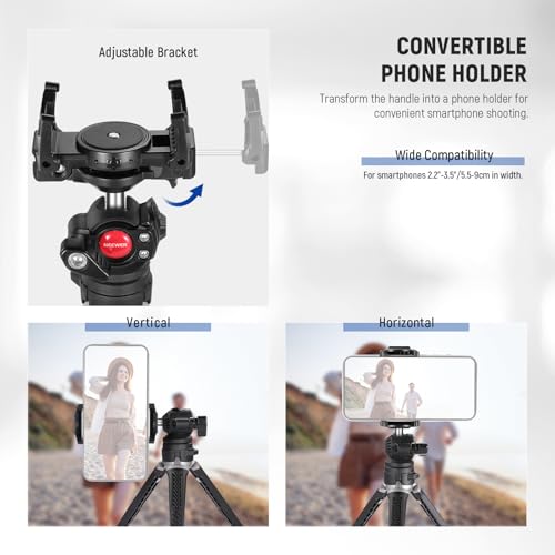 Image of NEEWER Mini Desk Tripod for iPhone with 2in1 Phone Holder /Action Camera Adapter /Flexible Arm, Small Portable Pocket Tripod Compatible with GoPro iPhone for Travel Vlogging Video Recording, TS006