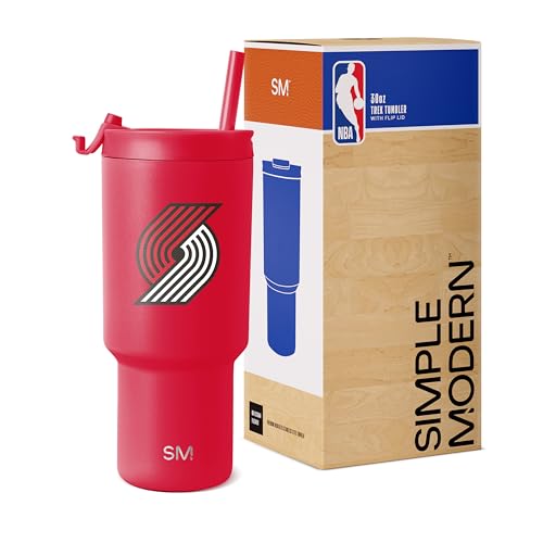 Simple Modern Officially Licensed NBA Trail Blazers 30 oz Tumbler with Flip Lid and Straws | Insulated Cup Stainless Steel | Gifts for Men Women | Trek Collection | Portland Trail Blazers