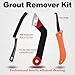 Grout Removal Tool Kit, 2 Tile Grout Saws with 6 Replacement Blades, Hand Grout Saw and 2 Cleaning Blades, 2 Brushes for Tile Gap Cleaning and Repair