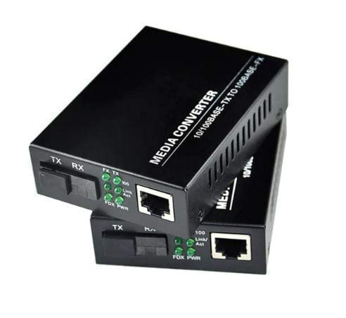 Fast Ethernet To Fiber Media Converter 10/100 Mbps,Single Mode Single Fiber Media Converter RJ45 Port To 100Base-FX SMSF Upto 20 Kms - 1 Pair