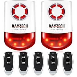 Daytech Strobe Siren Alarm Home Caring Loud Outdoor SOS Alert System 2 Red Flashing Siren,5 Remotes Panic Button for Store Home Hotel Jewelry Shop Security Alarm