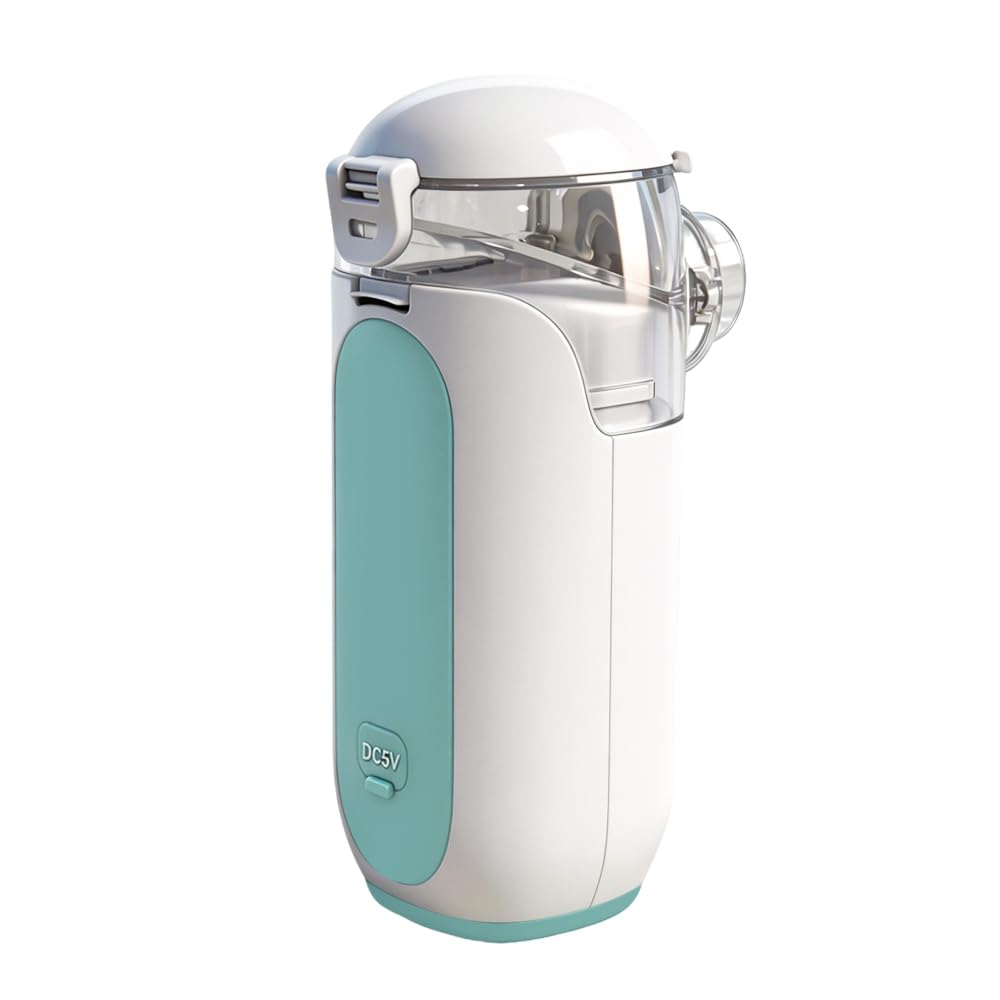 Nebulizador bebe & adultos, Nebulizador portatil con función de carga con boquilla y 2 mascarillas, para uso doméstico y de viaje（Blanco luna）