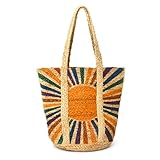 Style N Craft Eco-Friendly Tote Bag - 37001 Sunshine print Natural Jute Weave Shopping Bag - Unisex, Versatile for Beach, Shopping & Lunch Outings - 16.5" H x 13" W