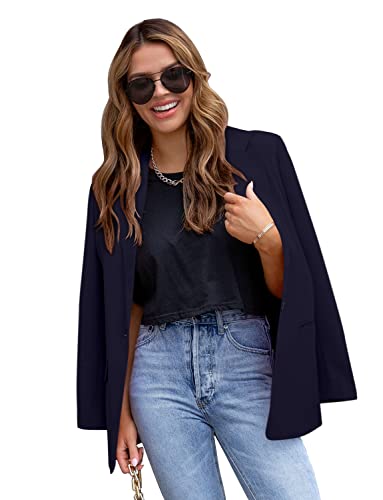 Image of CRAZY GRID Womens Casual Blazer Jacket Long Sleeve Open Front Work Office Blazer Lapel Button Jacket