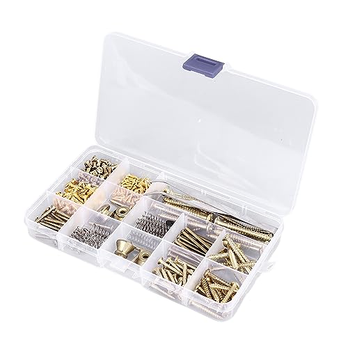 Generic Electric Guitar Screw Kit Repair Parts Accessories,Guitar Strap Screw Set with Tweezers and Iron Case, Small and Delicat