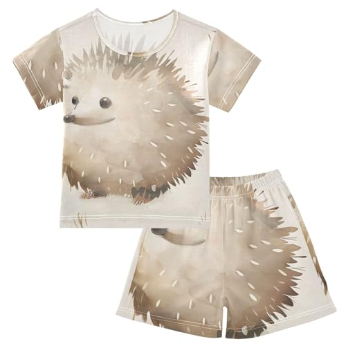 Summer Pajama Set Cute Hedgehog, Short Sleeve Sleepwear Nightwear