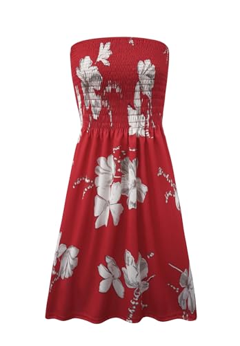 Image of Zyyfly Summer Strapless Dress for Women Tube Top Sundress Casual Beach Cover Ups