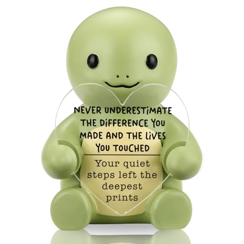 Appreciation Turtle Figurine Gift, Thank You Desk Decor for Teacher Nurse Mentor Coworker, Retirement Farewell Emotional Support Keepsake, Lives You Touched Positive Reminder for Women Men PF036