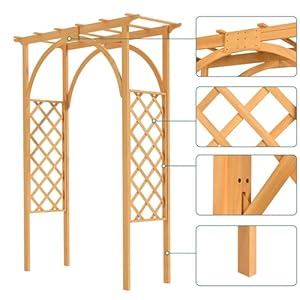 YITAHOME Wooden Garden Arbor with Trellis for Climbing Plants 71 FT Solid Wood Wedding Arch Outdoor Backdrop Stand Decoration for Ceremony Birthday Party Pergola for Backyard Lawn Outdoor