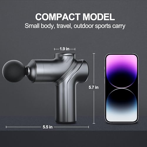 Image of LEERCON Deep Tissue Mini Massage Gun, Muscle Percussion Massager for Athletes, 4 Massages Head and 6 Speeds for Pain Relief, Grey