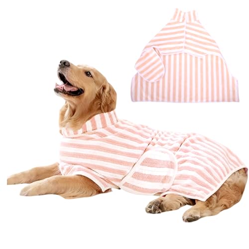 DOINEUFL Dog Drying Coat, Towel & Robe - S Pink