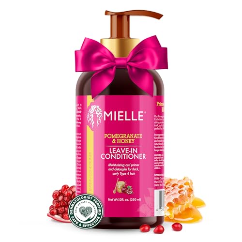 Mielle Organics Pomegranate & Honey Leave In Conditioner for Curly Hair - Moisturizing Detangler & Curly Hair Treatment to Help Repair Damage, Prevent Frizz & Improve Shine (12 Fl Oz)