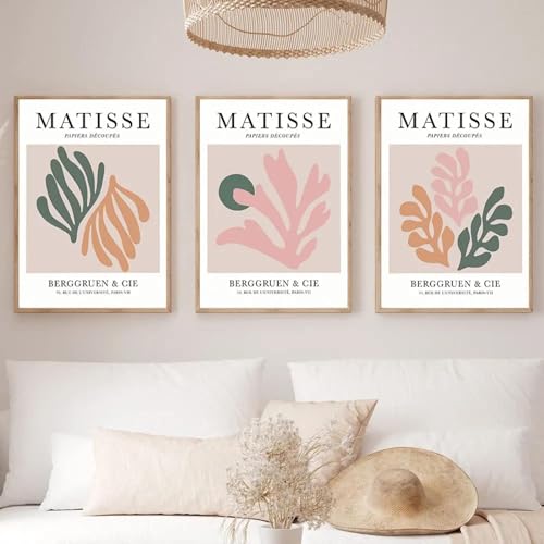 Décoration d'intérieur Matisse avec 3 affiches vintage 40x60 cm sur toile